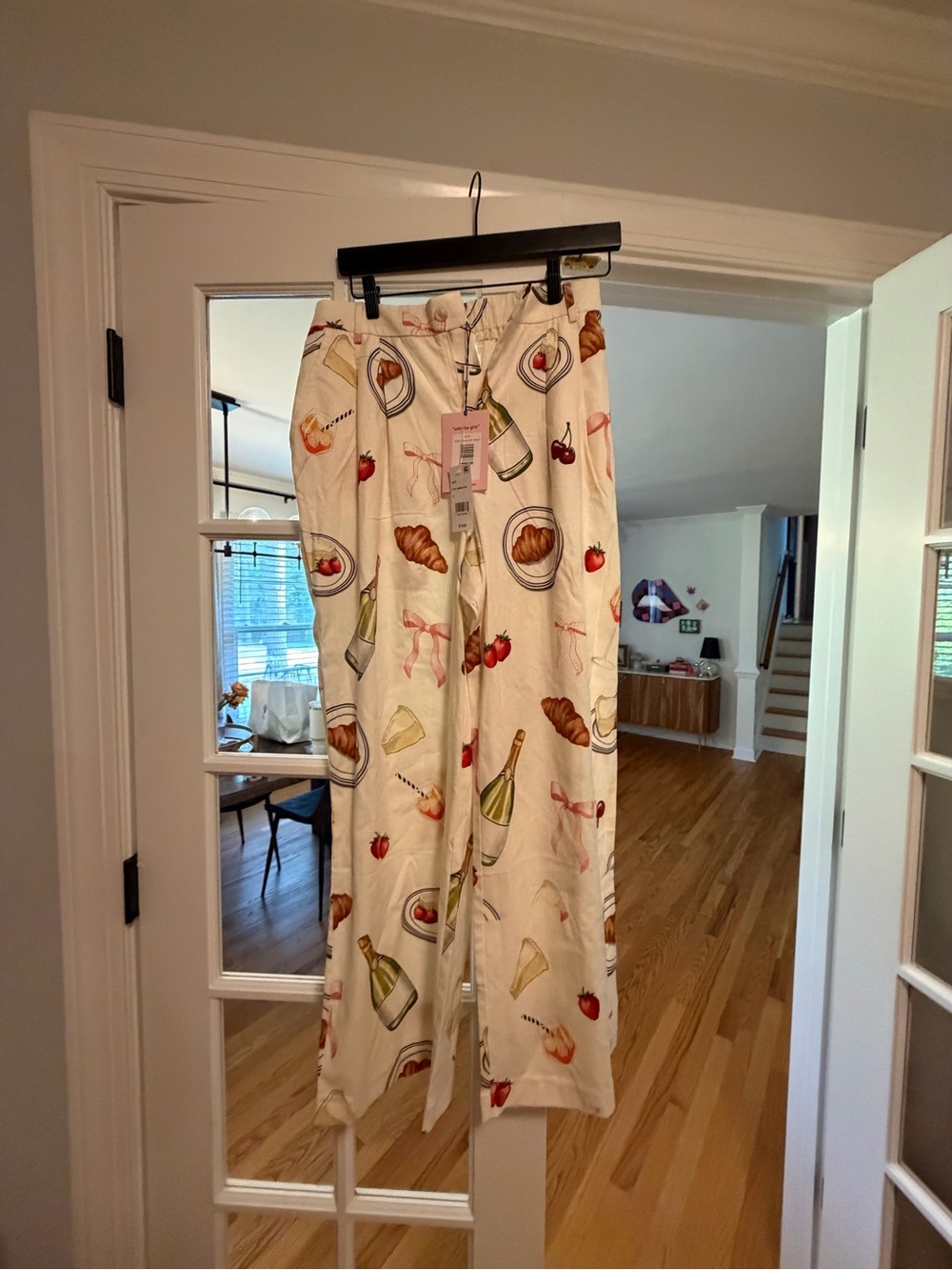 Avec Les Filles Ivory Tabletop Print Wide-Leg Trousers